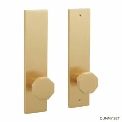 Signature Hardware Ambrus Solid Brass Dummy Entrance Door Set Octagonal Knob in Satin Brass