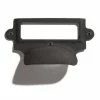 Signature Hardware 3-3/4 in. Hand Forged Iron Cup Pull with Label Holder in Black Powder Coat