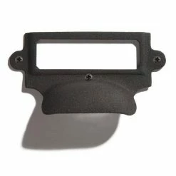 Signature Hardware 3-3/4 in. Hand Forged Iron Cup Pull with Label Holder in Black Powder Coat