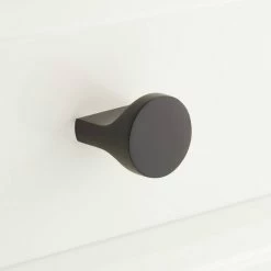 Signature Hardware Pleso 1-1/4 in. Brass Round Cabinet Knob in Black