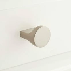 Signature Hardware Pleso 1-1/4 in. Brass Round Cabinet Knob in Brushed Nickel