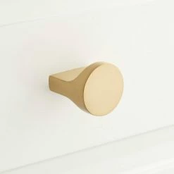 Signature Hardware Pleso 1-1/4 in. Brass Round Cabinet Knob in Satin Brass