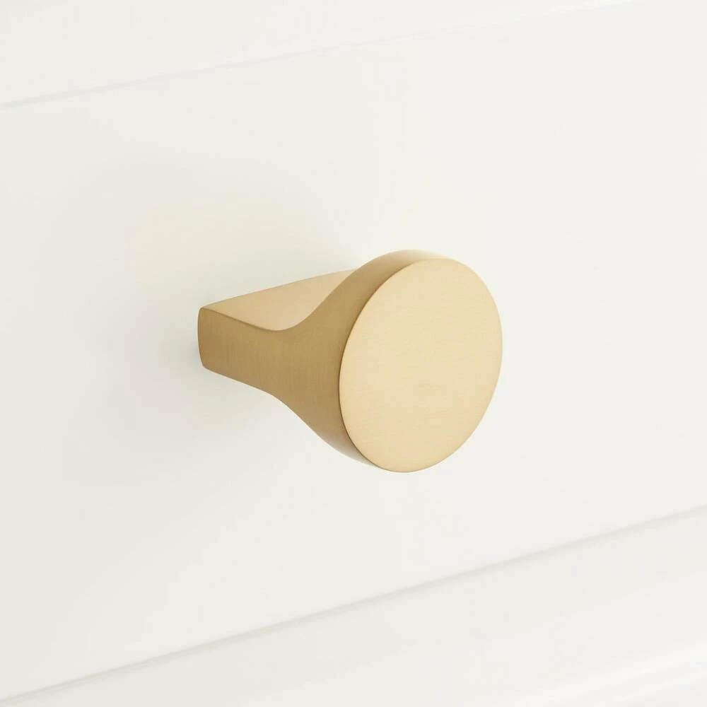 Signature Hardware Pleso 1-1/4 in. Brass Round Cabinet Knob in Satin Brass