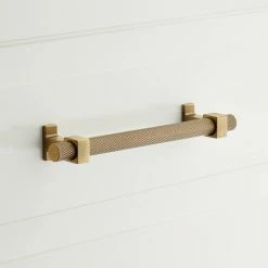 Signature Hardware Industrial 5-1/16 in. Cabinet Pull in Antique Matte Brass