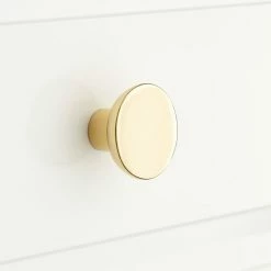 Signature Hardware Gordes 1-1/4 in. Brass Round Cabinet Knob in Brushed Nickel