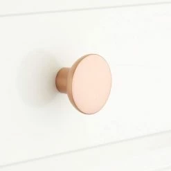 Signature Hardware Gordes 1-1/4 in. Brass Round Cabinet Knob in Satin Brass