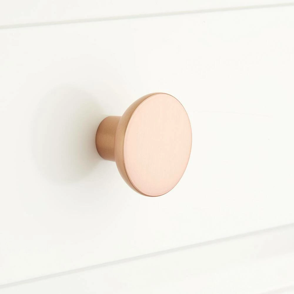 Signature Hardware Gordes 1-1/4 in. Brass Round Cabinet Knob in Satin Brass