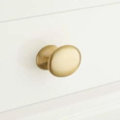 Signature Hardware Rennes 1-7/8 in. Brass Oval Cabinet Knob in Satin Brass