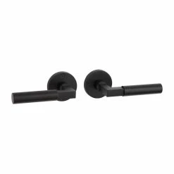 Signature Hardware Tolland Brass Handle Passage Interior Door Set Lever in Satin Black