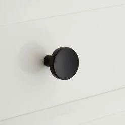 Signature Hardware Lars 1 in. Solid Brass Round Cabinet Knob in Black