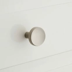 Signature Hardware Lars 1 in. Solid Brass Round Cabinet Knob in Satin Nickel