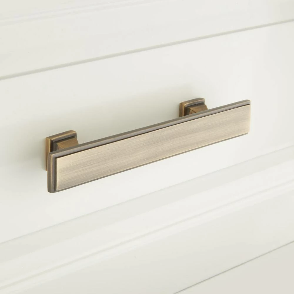 Signature Hardware Khoit 1/2 x 8 in. Brass Cabinet Pull in Brushed Brass