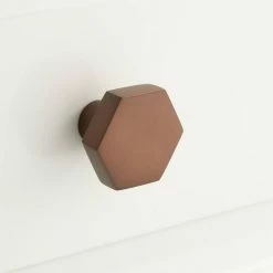 Signature Hardware Khoit 1-1/8 x 1-1/4 in. Brass Hexagonal Cabinet Knob in Brushed Nickel