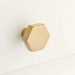Signature Hardware Khoit 1-1/8 x 1-1/4 in. Brass Hexagonal Cabinet Knob in Polished Rose Gold