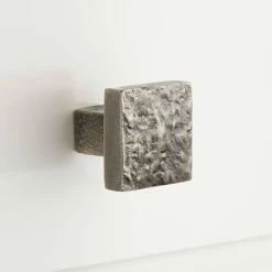 Signature Hardware 1-1/4 in. Iron Square Cabinet Knob in Antique Pewter