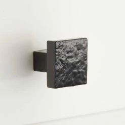 Signature Hardware 1-1/4 in. Iron Square Cabinet Knob in Matte Black