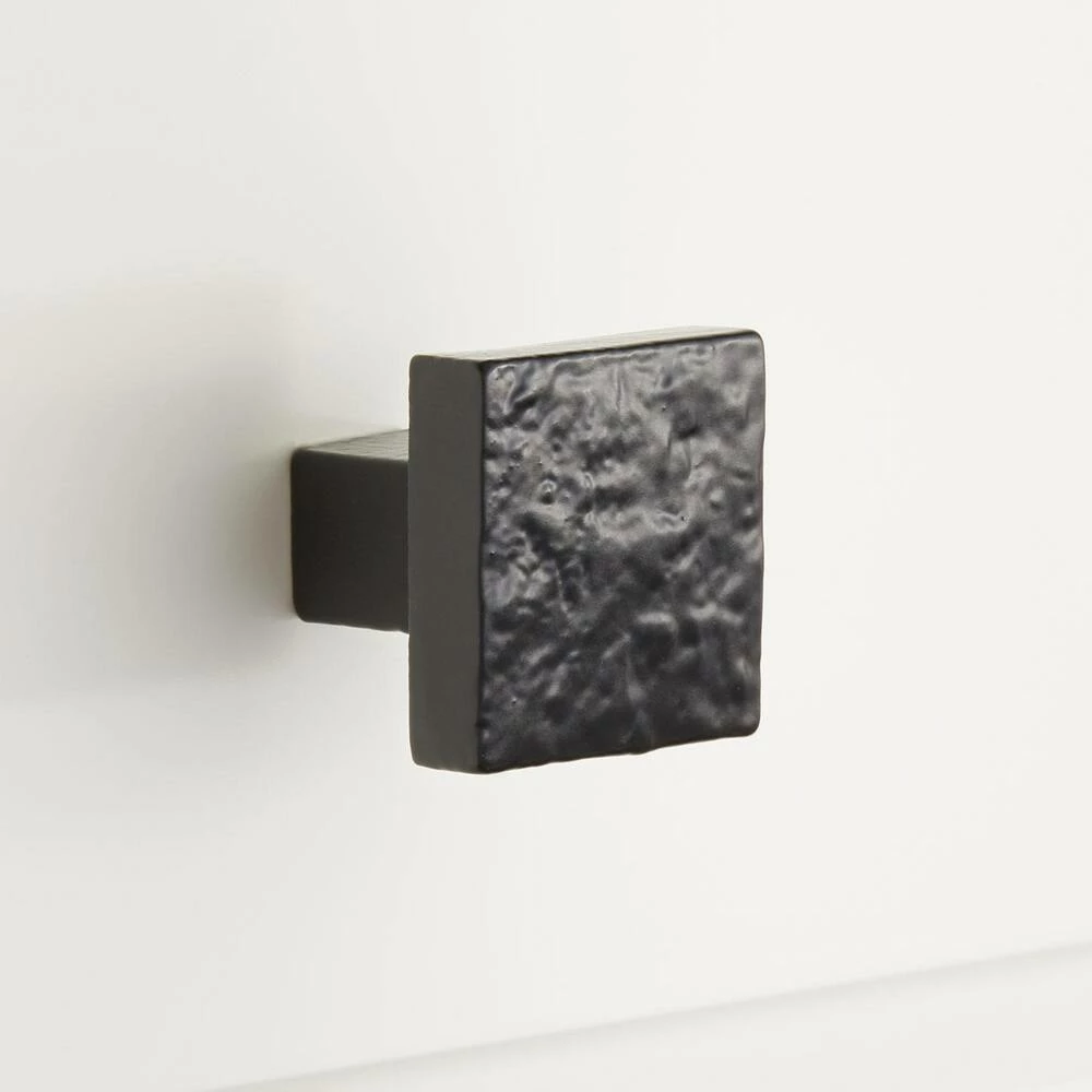 Signature Hardware 1-1/4 in. Iron Square Cabinet Knob in Matte Black