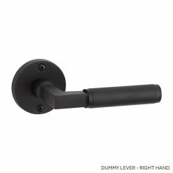 Signature Hardware Satcher Brass Handle Right Hand Dummy Interior Door Set Lever in Satin Black