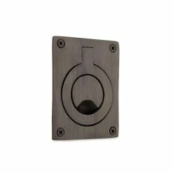 Signature Hardware 2-1/2 x 2 in. Brass Small Rectangular Recessed Ring Flush Pull in Polished Brass