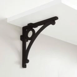 Signature Hardware Old-Fashioned 7 in. Cast Iron Shelf Bracket in Black Powder Coat