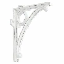 Signature Hardware Old-Fashioned 7 in. Cast Iron Shelf Bracket in Distressed White