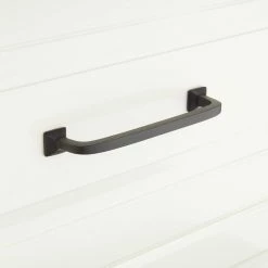 Signature Hardware Klein 3/4 x 6-5/8 in. Brass Cabinet Pull in Brushed Nickel