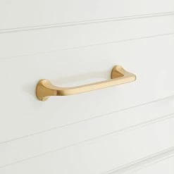 Signature Hardware Amarilla 4-3/4 in. Solid Brass Cabinet Pull in Satin Brass