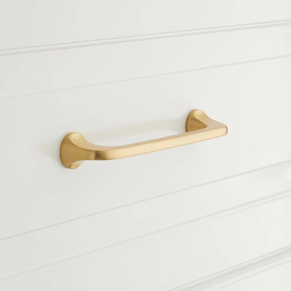 Signature Hardware Amarilla 4-3/4 in. Solid Brass Cabinet Pull in Satin Brass