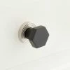 Signature Hardware Khoit 1-1/4 in. Brass Hexagonal Cabinet Knob with Base in Black/Polished Nickel