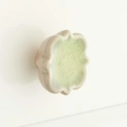 Signature Hardware Barreau 1-3/4 in. Porcelain Quatrefoil Cabinet Knob in Tea Green