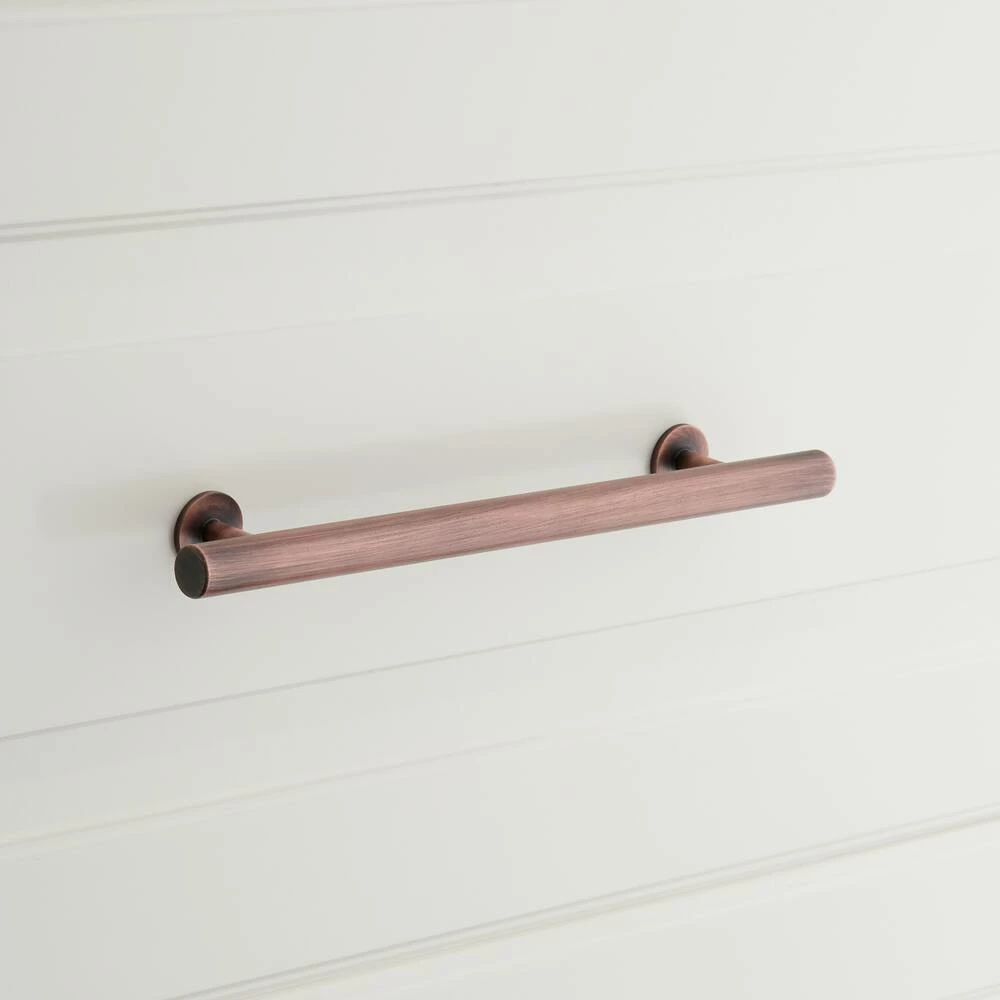Signature Hardware Diehl 10 in. Adjustable Solid Brass Round Drawer Pull in Antique Copper