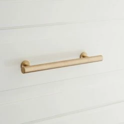 Signature Hardware Diehl 10 in. Adjustable Solid Brass Round Drawer Pull in Satin Brass