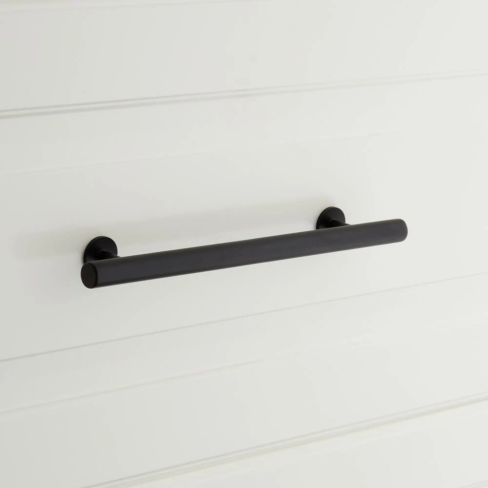 Signature Hardware Diehl 10 in. Adjustable Solid Brass Round Drawer Pull in Satin Black