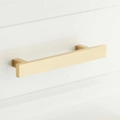 Signature Hardware Covello 5-1/2 in. Rectangular Cabinet Pull in Satin Brass
