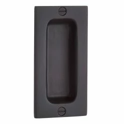 Signature Hardware 2 x 4 in. Brass Rectangular Pocket Door Pull in Satin Black