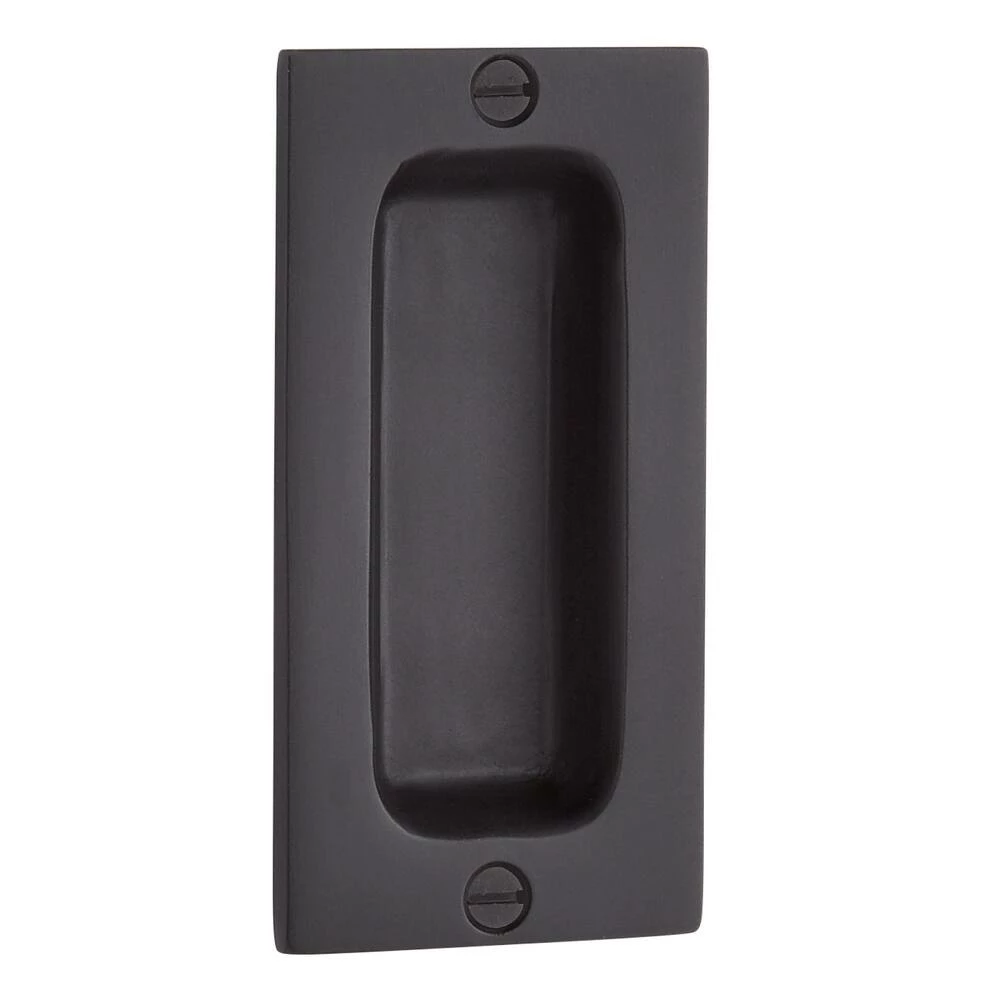 Signature Hardware 2 x 4 in. Brass Rectangular Pocket Door Pull in Satin Black