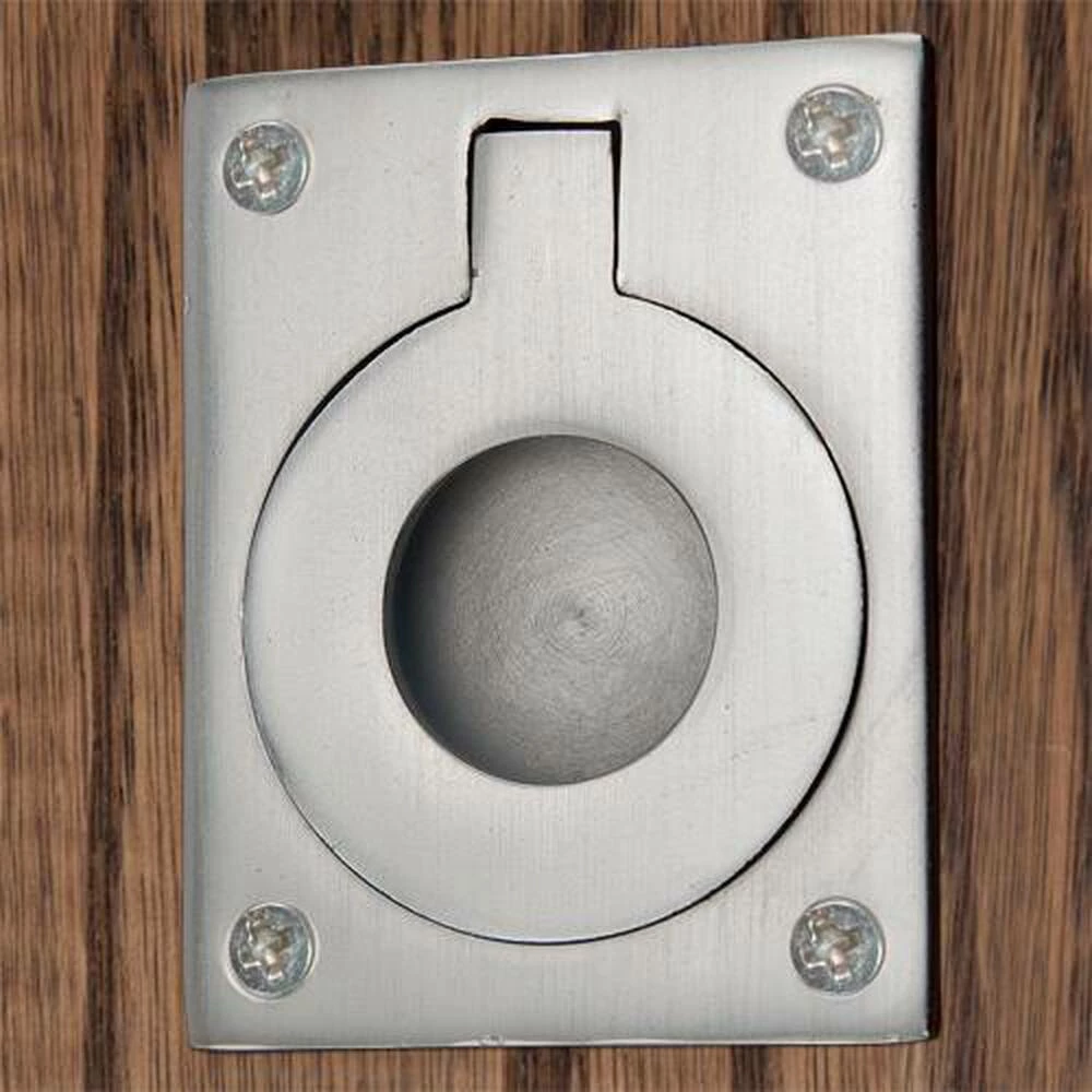 Signature Hardware 2-3/4 x 2-1/8 in. Brass Large Rectangular Recessed Ring Pull in Brushed Nickel