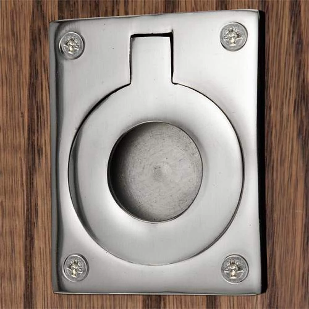 Signature Hardware 2-3/4 x 2-1/8 in. Brass Large Rectangular Recessed Ring Pull in Chrome