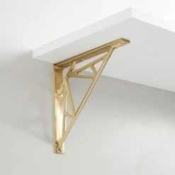 Signature Hardware Ande 7/8 in. Solid Brass Shelf Bracket in Satin Brass