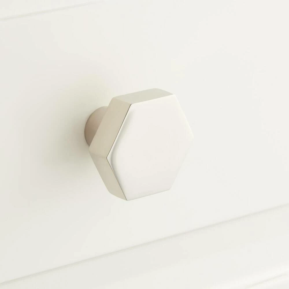 Signature Hardware Khoit 1-1/4 x 1-1/2 in. Brass Hexagonal Cabinet Knob in Polished Brass