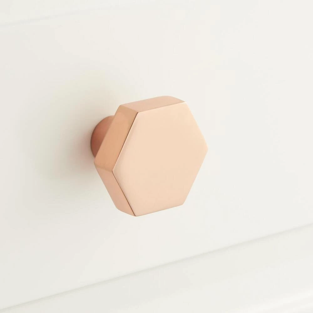 Signature Hardware Khoit 1-1/4 x 1-1/2 in. Brass Hexagonal Cabinet Knob in Polished Nickel