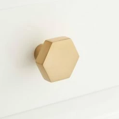 Signature Hardware Khoit 1-1/4 x 1-1/2 in. Brass Hexagonal Cabinet Knob in Polished Rose Gold