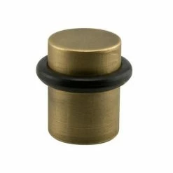 Signature Hardware Contemporary 1-1/2 in. Brass Floor Mounted Door Stop in Antique Brass