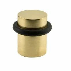 Signature Hardware Contemporary 1-1/2 in. Brass Floor Mounted Door Stop in Polished Brass