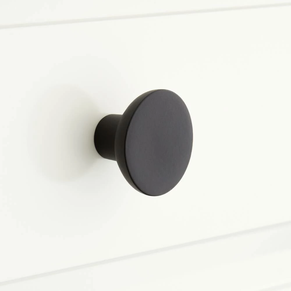 Signature Hardware Gordes 1-1/4 in. Solid Brass Round Cabinet Knob in Black