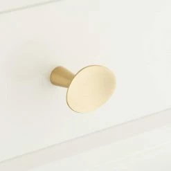 Signature Hardware Ruedo 1-3/8 in. Brass Oval Cabinet Knob in Brushed Brass