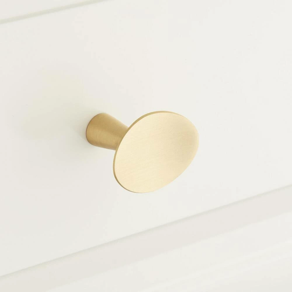 Signature Hardware Ruedo 1-3/8 in. Brass Oval Cabinet Knob in Brushed Brass