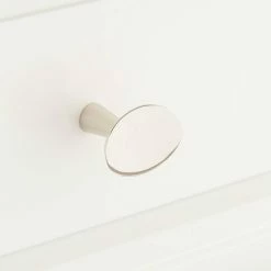 Signature Hardware Ruedo 1-3/8 in. Brass Oval Cabinet Knob in Polished Nickel