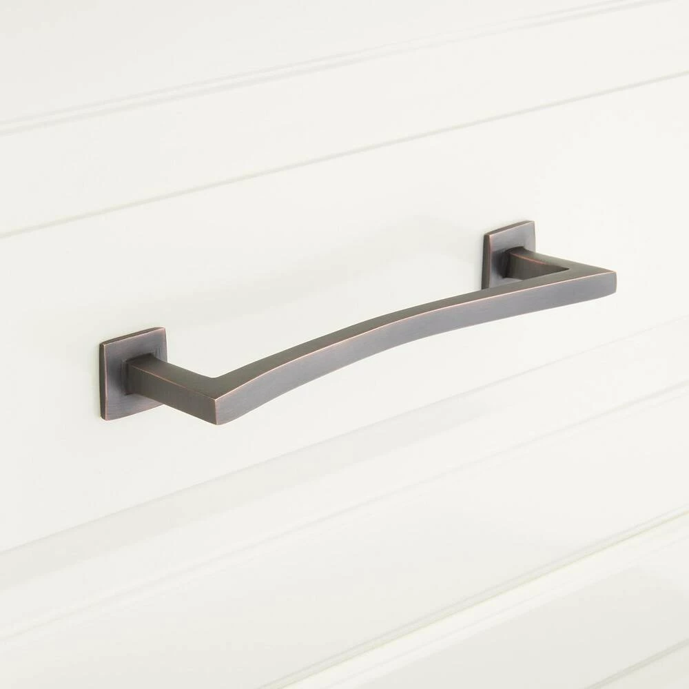 Signature Hardware Arvo 7/8 x 5 in. Brass Cabinet Pull in Black Powder Coat