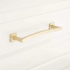 Signature Hardware Arvo 7/8 x 5 in. Brass Cabinet Pull in Polished Nickel
